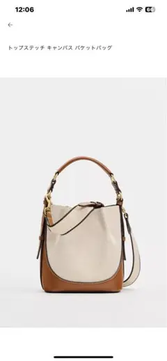 ZARA トップステッチ キャンバス バケットバッグ
