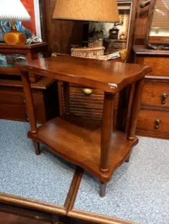 1970's　ヴィンテージ　コロニアル　ウッド　サイド　オープン　ラック　２段