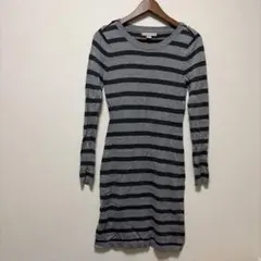 グレーと黒のストライプ長袖カットソー