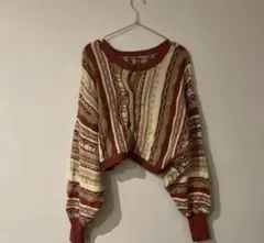 【美品】LOWRYS FARM 2WAY柄ショートカーディガン