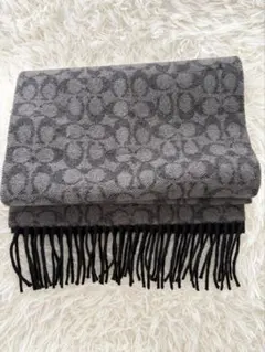 コーチCOACHシグネチャーメンズマフラー★グレー ×黒リバーシブル