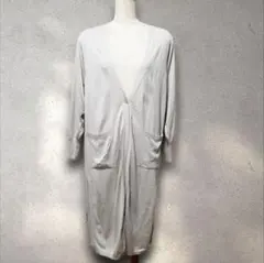 【ユニクロ】(L) ベージュグレー ・カーディガン ロング丈 サイドスリット