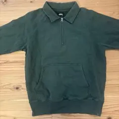 Stussy ダークグリーン ハーフジップ トレーナー Sのサムネイル