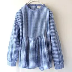 【bulle de savon】ピンタック ギンガムチェック ギャザーブラウスのサムネイル