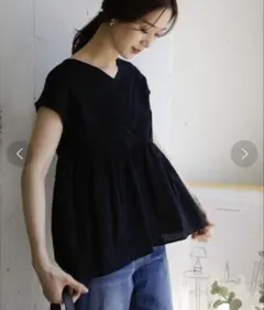 URBAN RESEARCH DOORS タックレースフレンチブラウス