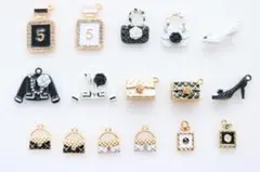 【16個】チャーム パーツ アソート　ヒール バッグ カメリア No.5 香水瓶