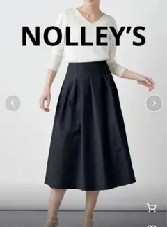 NOLLEY’S ノーリーズウォッシャブルタックフレアスカート　ネイビーランダム