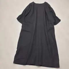 DOORS キャンディスリーブ ロング ワンピース リネン100％ グレー
