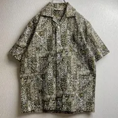 レトロ 古着 シャツ 柄シャツ 総柄 デザインシャツ 開襟 オープンカラー 半袖のサムネイル