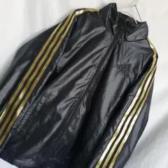 ａｄｉｄａｓ ジップアップ ナイロン ジャケット ジャンパー 黒金