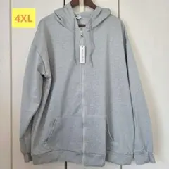 ジップアップパーカー 薄手 グレー 4XL
