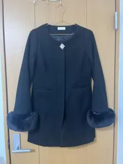 新品】グレースコンチネンタル 袖ファー ノーカラーコート 36 