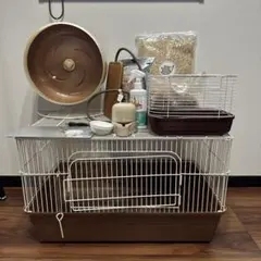小動物用 木製飼育ケージ 2段式 キャスター付き チンチラ用必要物品
