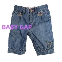 babyGap デニムショート　ハーフパンツ　6〜12ヶ月　お花刺繍
