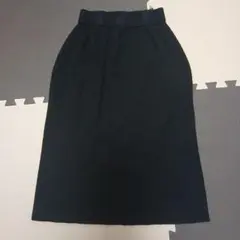 GU 黒リブ編みタイトスカート スリット入り S