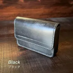 《自立型》レザーカードケース（ブラック／ブライドルレザー）