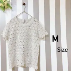 (Ｍ)＊カットソー＊半袖＊刺繍＊グレー