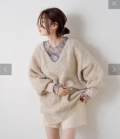 Kastane メランジVあきニットプルオーバー アイボリー