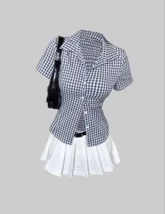 SHEIN ギンガムチェック 半袖シャツ M