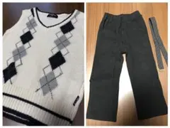 コムサイズム　ニットベスト　カットソーパンツベルト付き100 ベスト110