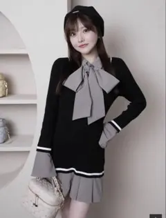 【23日まで値下げ】LIP SERVICE シャツドッキングプリーツワンピース