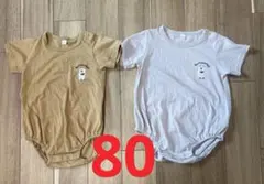 ８０センチ半袖ロンパース2枚セットまとめ売りベビー服くまちゃん
