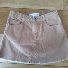 ZARA ザラ　キッズ　スカート　ベージュ コーデュロイ フリンジ裾　110cm