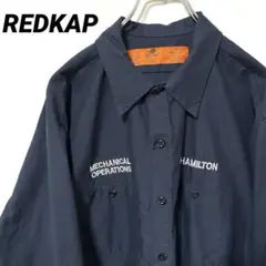 Ｎ-6626 RED KAP ワークシャツ 長袖刺繍 2XL ネイビーUSA古着
