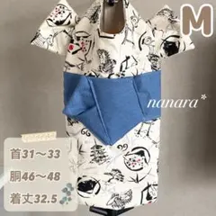 M日本柄　犬用浴衣　犬の浴衣　マジックテープ　イタグレ服　ハンドメイド