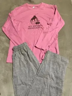 長袖パジャマ、160、薄手生地、ピンク