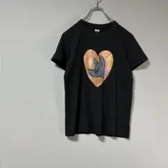 【UNIQLO U】アート風ハートTシャツ Mサイズ ブラック 半袖 カジュアル