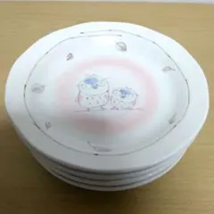 しん窯　ふくろう柄丸皿5枚セット　食器 皿　取り皿　銘々皿　ケーキ皿　有田焼