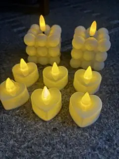 LEDキャンドル もこもこ雲型×2 ハート（小）×6 ウェルカムスペース