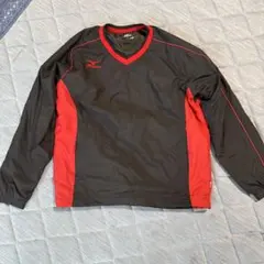 【MIZUNO】Vブレーカーブレスサーモ Lサイズ ブラック×レッド 防風 撥水
