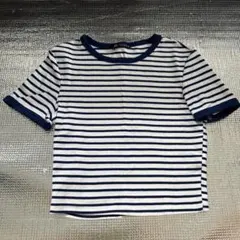 【美品】ZARA ザラ　ボーダー　半袖Tシャツ Sサイズ　丈少し短め　ネイビー