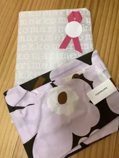 【最終価格】マリメッコ　ウニッコ　エプロン　プレゼント　チャコールグレー　ピンク