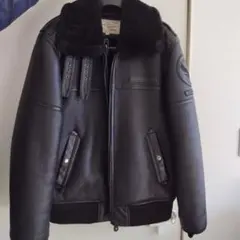 AVIREX ブラックレザーシングルライダースジャケット XL