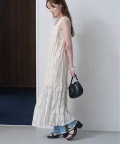 Kastane シアージャガードレースノースリーブワンピース