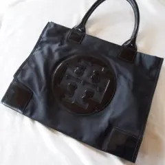 Tory Burch トリーバーチ ナイロン トートバッグ ブラック エナメル