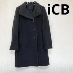 iCBアイシービー　ブラック　チェスターコート　ウールマーク　カシミヤ　羊毛9号のサムネイル