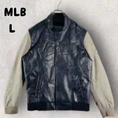 MLB ニューヨークヤンキース スタジャン レザー ネイビー Lのサムネイル