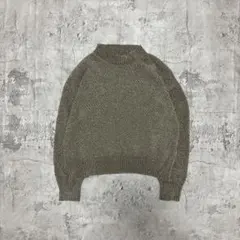 モックネックニット Free ベージュ 鹿の子編み 秋冬 長袖 ナチュラル 古着