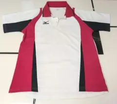 ミズノ　Mizuno ポロシャツ 白/ピンク/黒　Mサイズ