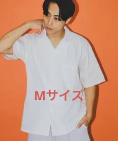 BEAMS ベーシック オープンカラーシャツ ホワイト Mサイズのサムネイル