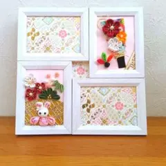 つまみ細工フォトフレーム　お正月　初正月　羽子板　ハンドメイド　ちりめん