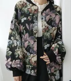 somari ゴブラン織ブルゾンアウター　ゆったり　ブラック　大きいサイズの方も