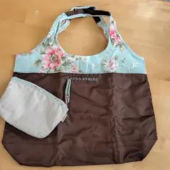 LAURA ASHLEY エコバッグ 花柄 ブラウン　サイズL