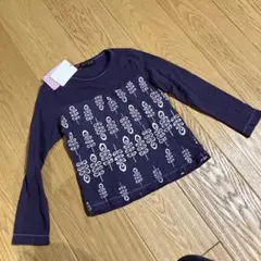 紫色 花柄 長袖カットソー 120cm