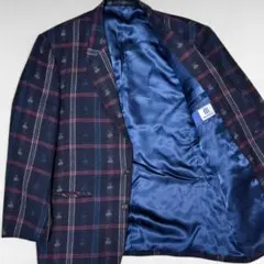 アバハウス　ツイード　テーラードジャケット　チェック　ネイビー　L