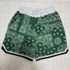 バンダナ柄 緑色 バスケットパンツ
